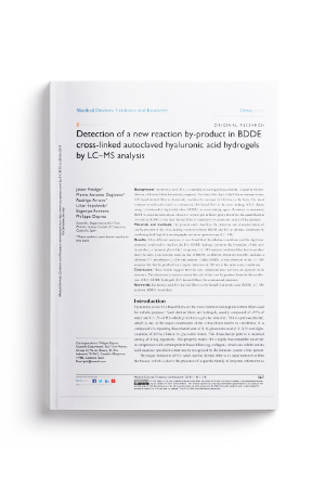 Detection of a new reaction by product in BDDE cross linked autoclaved hyaluronic acid hydrogels by LC MS analysis